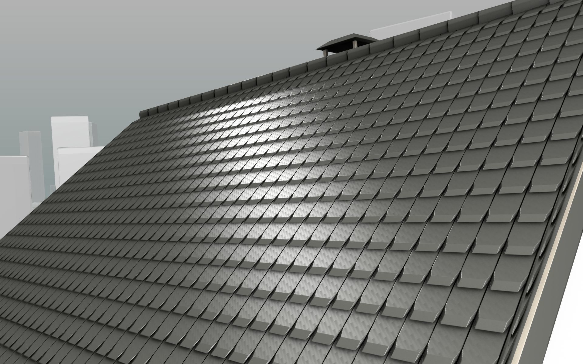 City House -10- Half-Double-House - Roof black - Wall white Low-poly 3D model_38