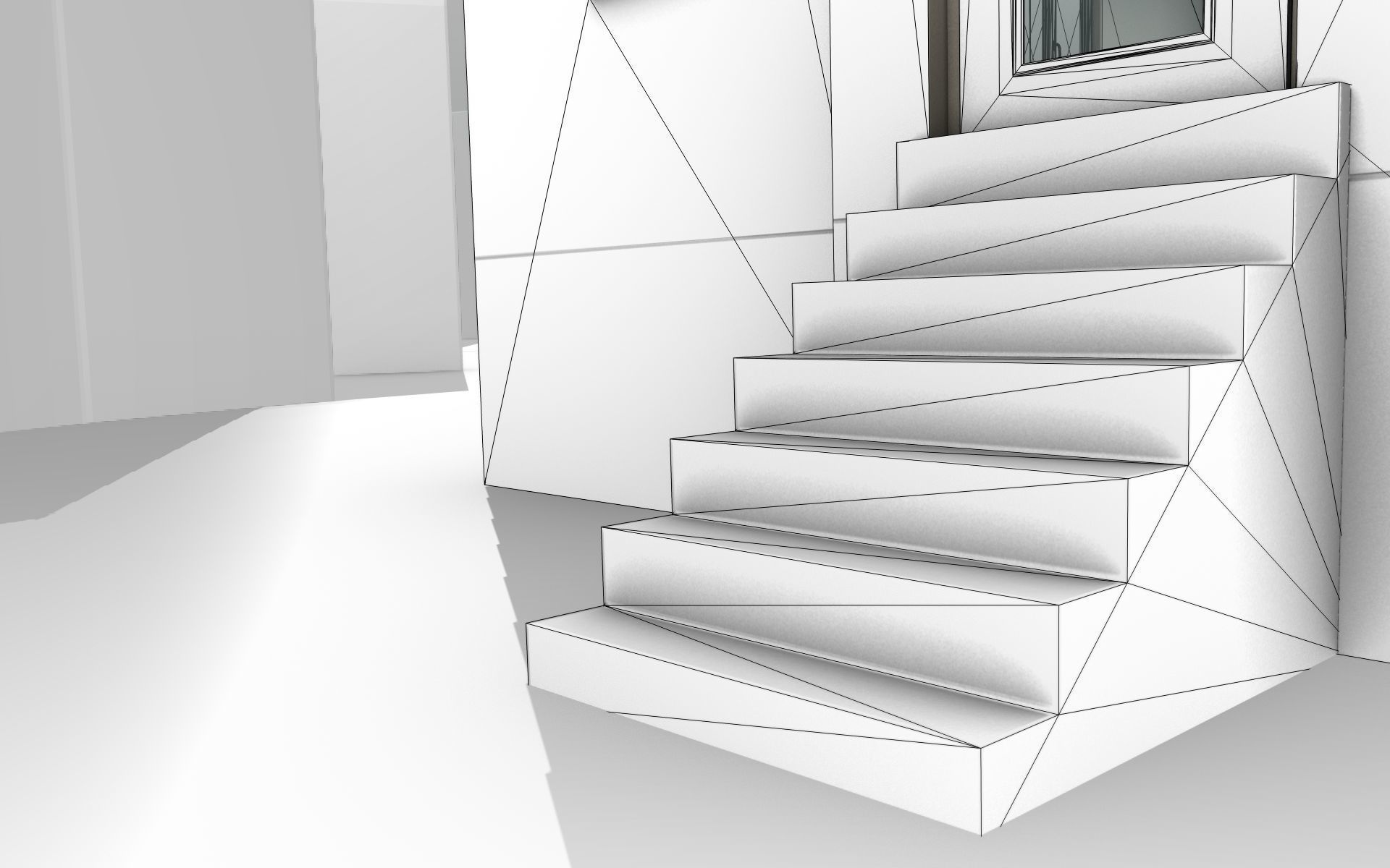 City House -10- Half-Double-House - Roof black - Wall white Low-poly 3D model_24