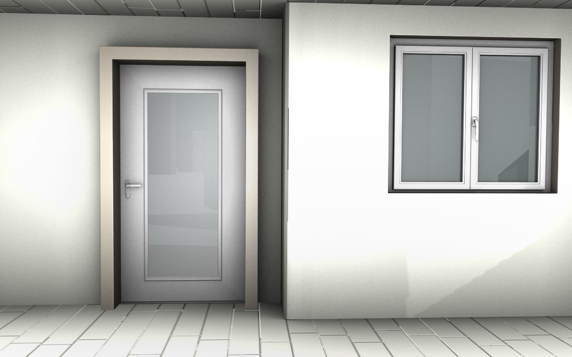 City House -10- Half-Double-House - Roof black - Wall white Low-poly 3D model_1