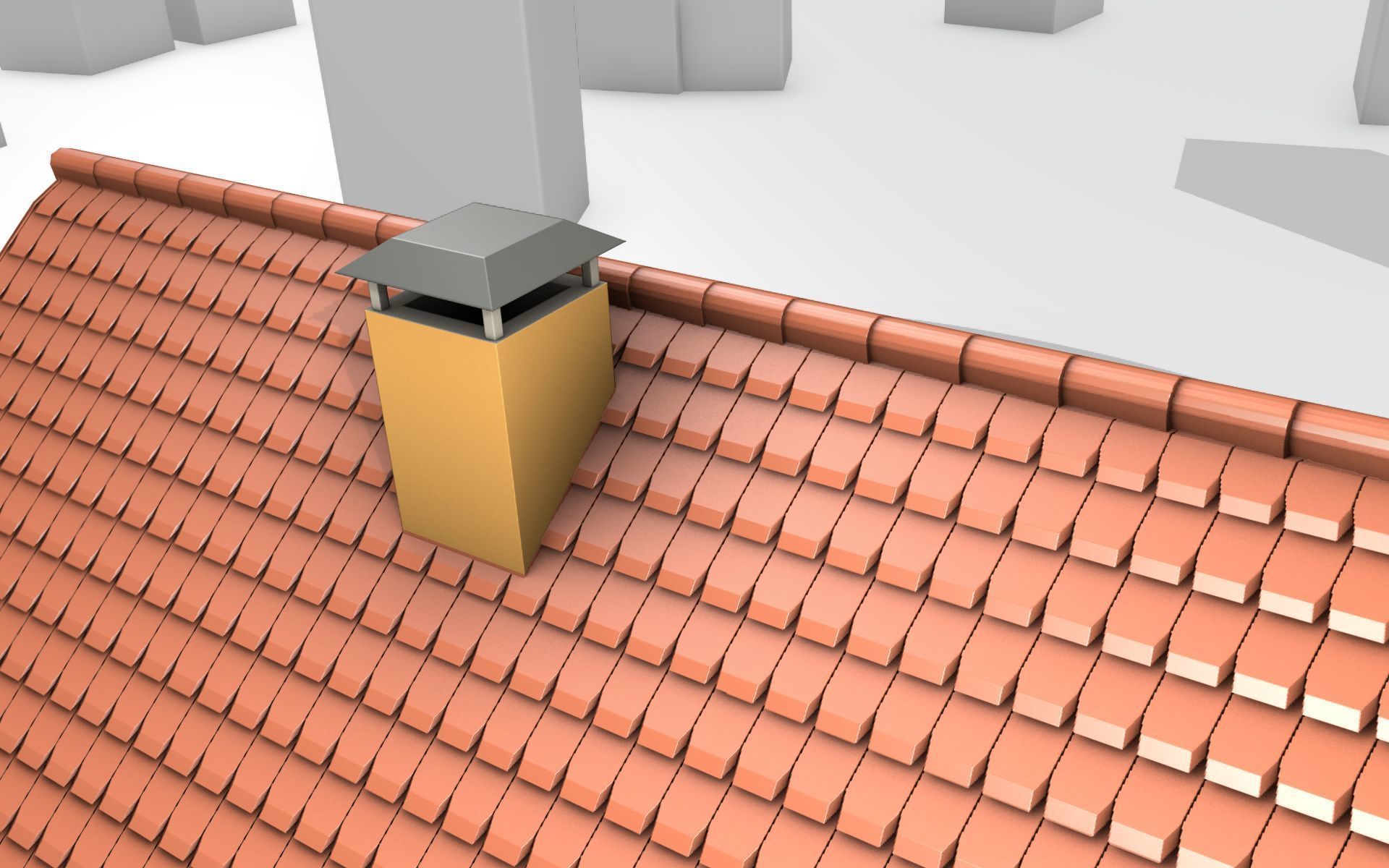 City House - 7 - Half-Double-House - Roof red - Wall skyblue Low-poly 3D model_41