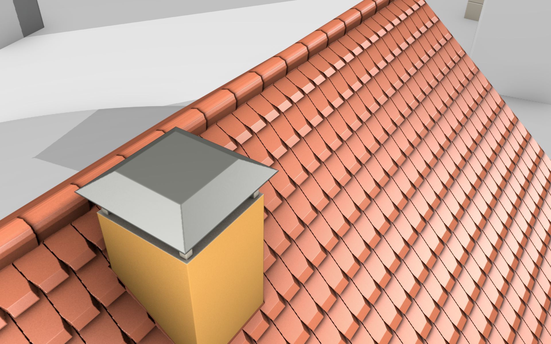 City House - 7 - Half-Double-House - Roof red - Wall skyblue Low-poly 3D model_1