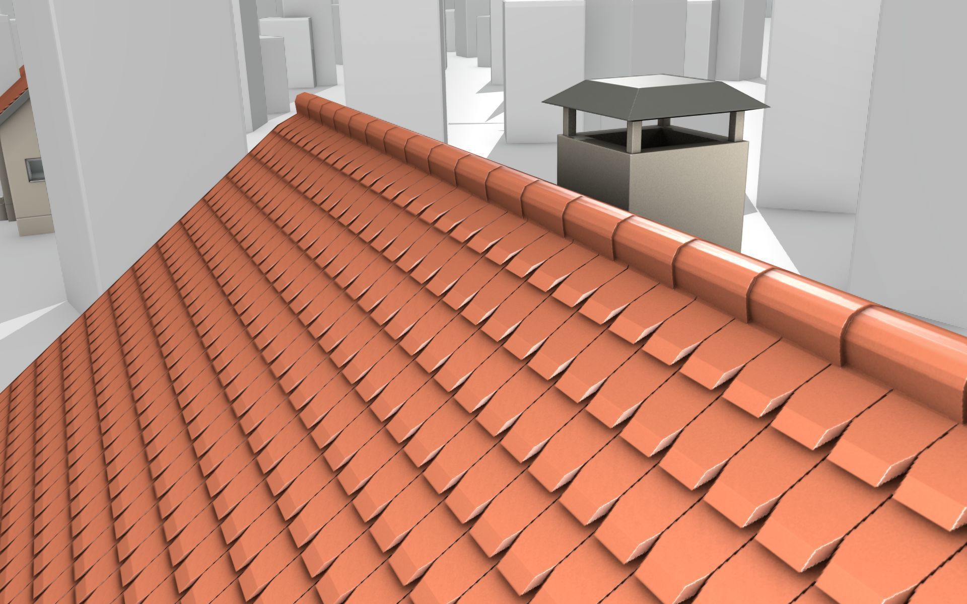 City House - 6 - Half-Double-House - Roof red - Wall skinyellow Low-poly 3D model_44