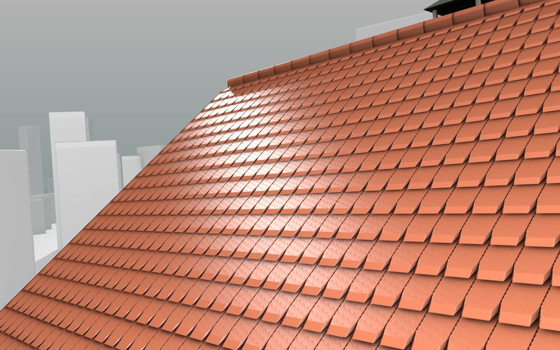 City House - 6 - Half-Double-House - Roof red - Wall skinyellow Low-poly 3D model_38