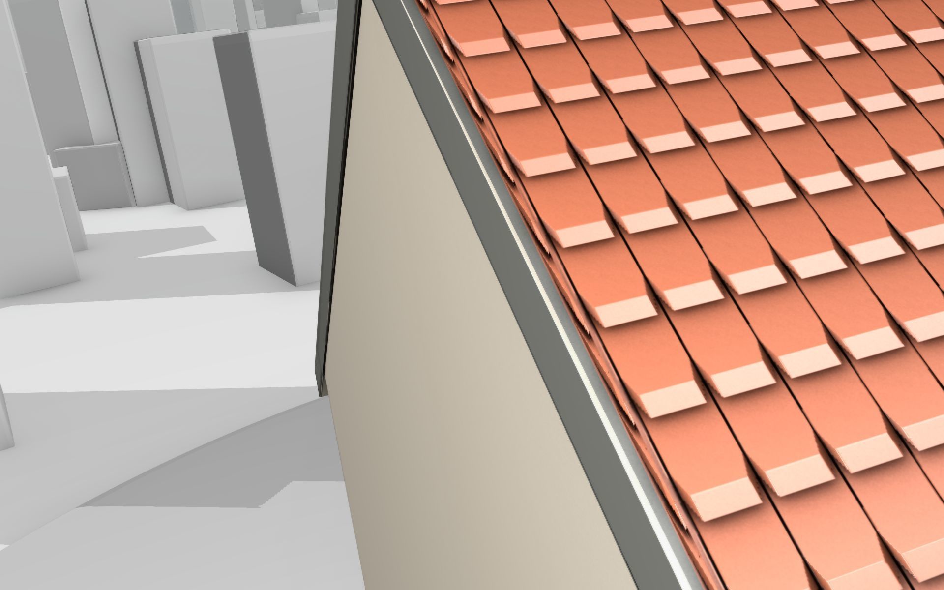 City House - 6 - Half-Double-House - Roof red - Wall skinyellow Low-poly 3D model_37