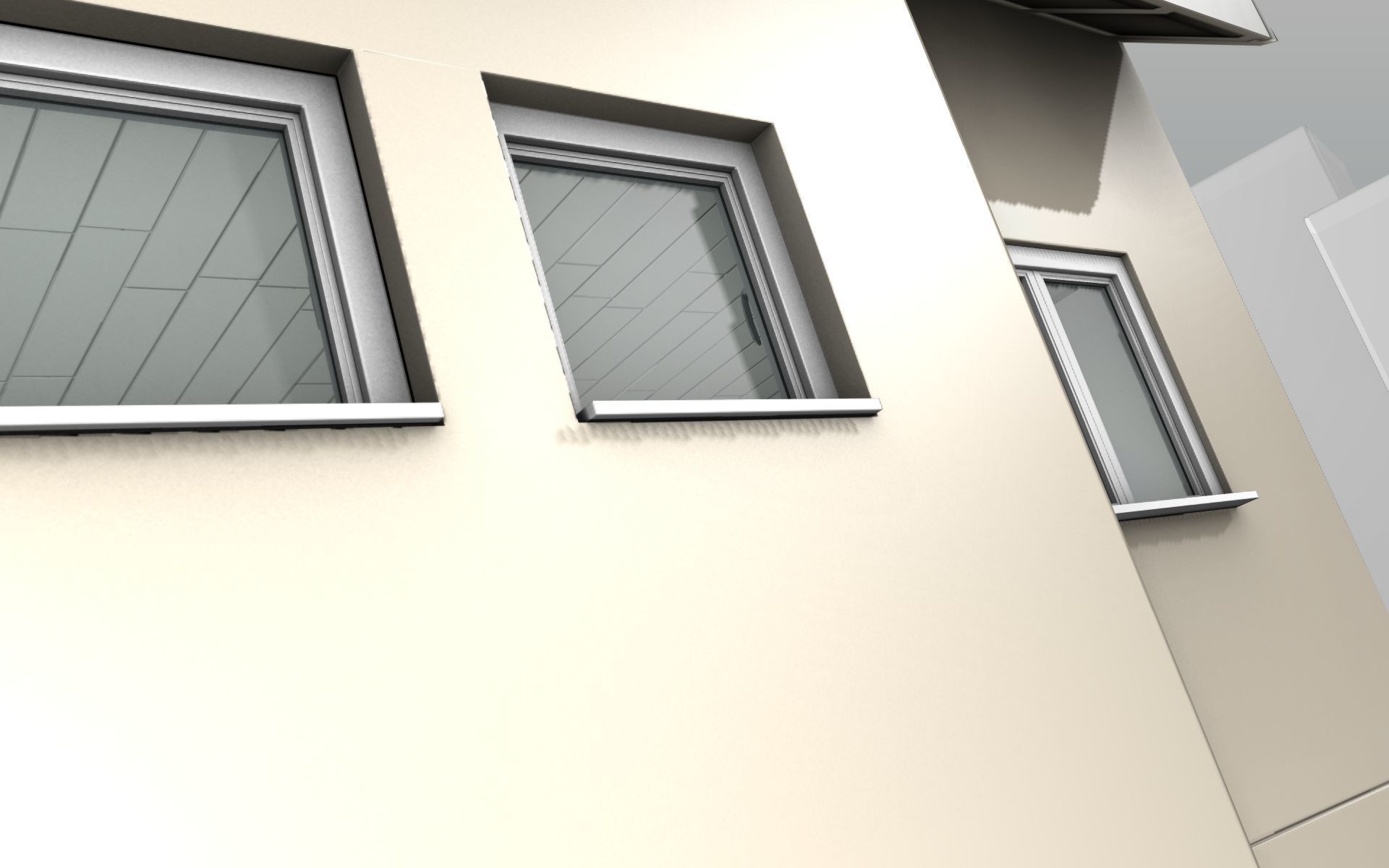 City House - 6 - Half-Double-House - Roof red - Wall skinyellow Low-poly 3D model_39