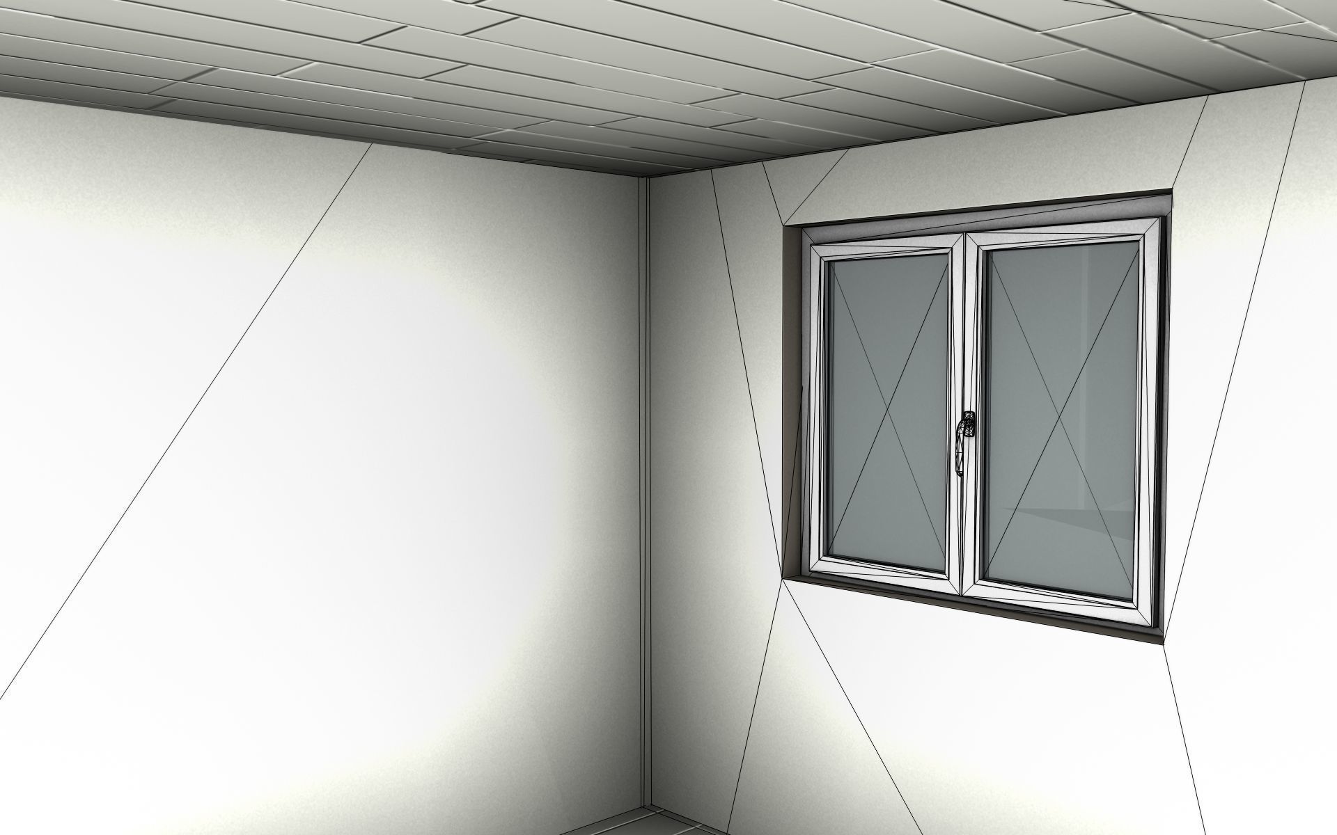 City House - 6 - Half-Double-House - Roof red - Wall skinyellow Low-poly 3D model_29