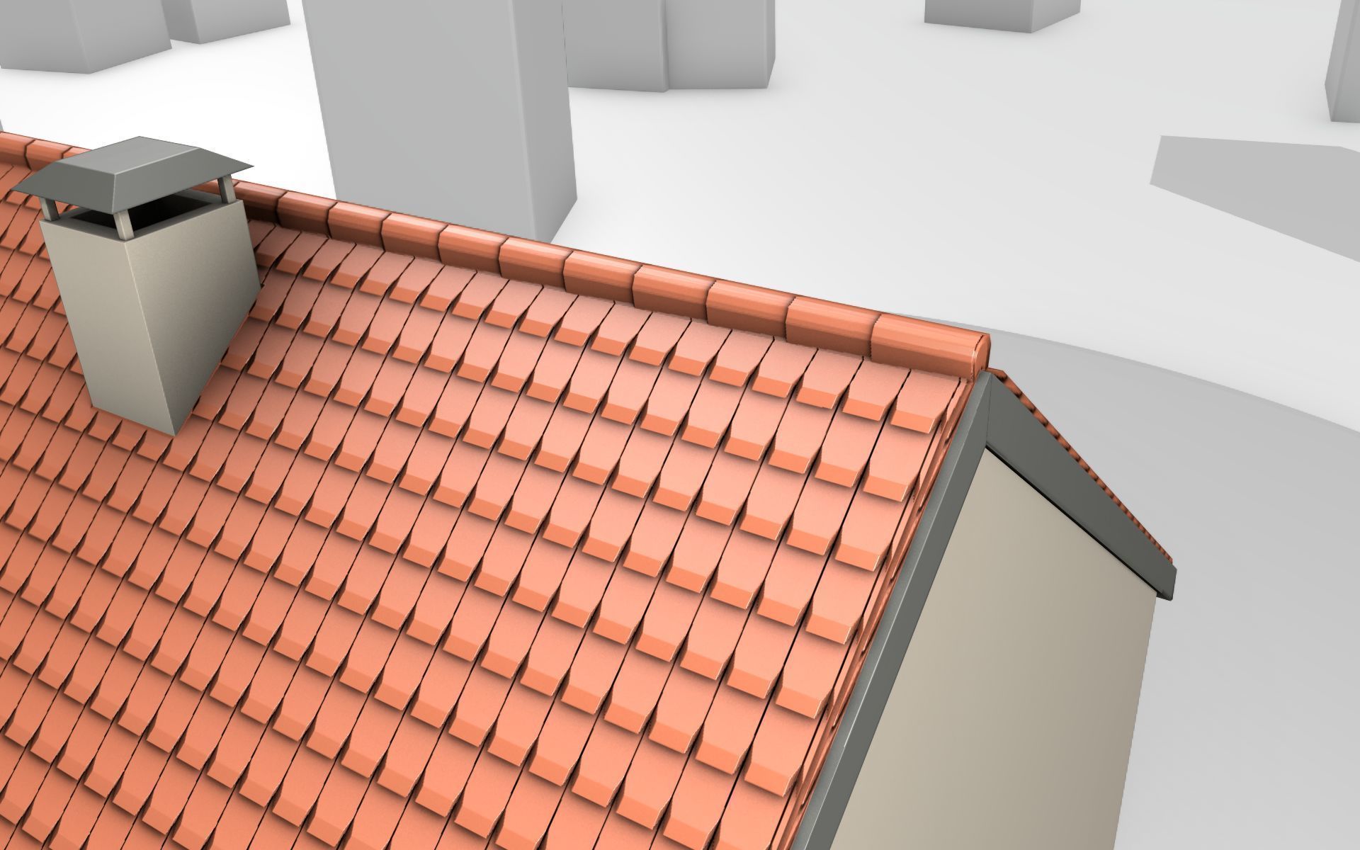 City House - 6 - Half-Double-House - Roof red - Wall skinyellow Low-poly 3D model_43