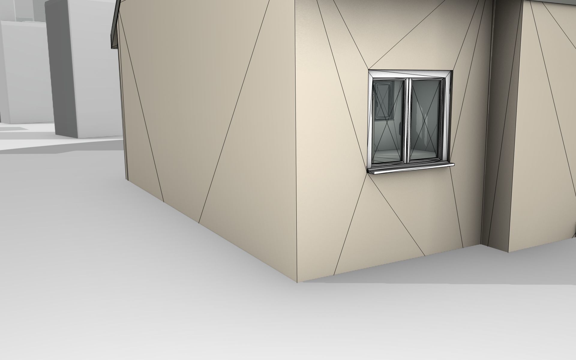 City House - 6 - Half-Double-House - Roof red - Wall skinyellow Low-poly 3D model_21