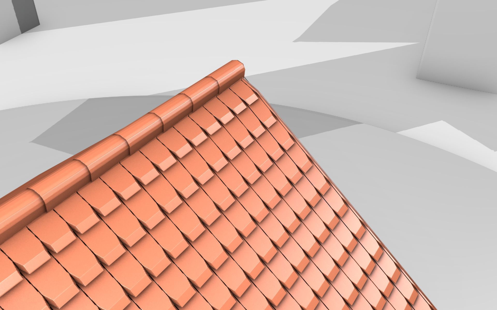 City House - 6 - Half-Double-House - Roof red - Wall skinyellow Low-poly 3D model_6