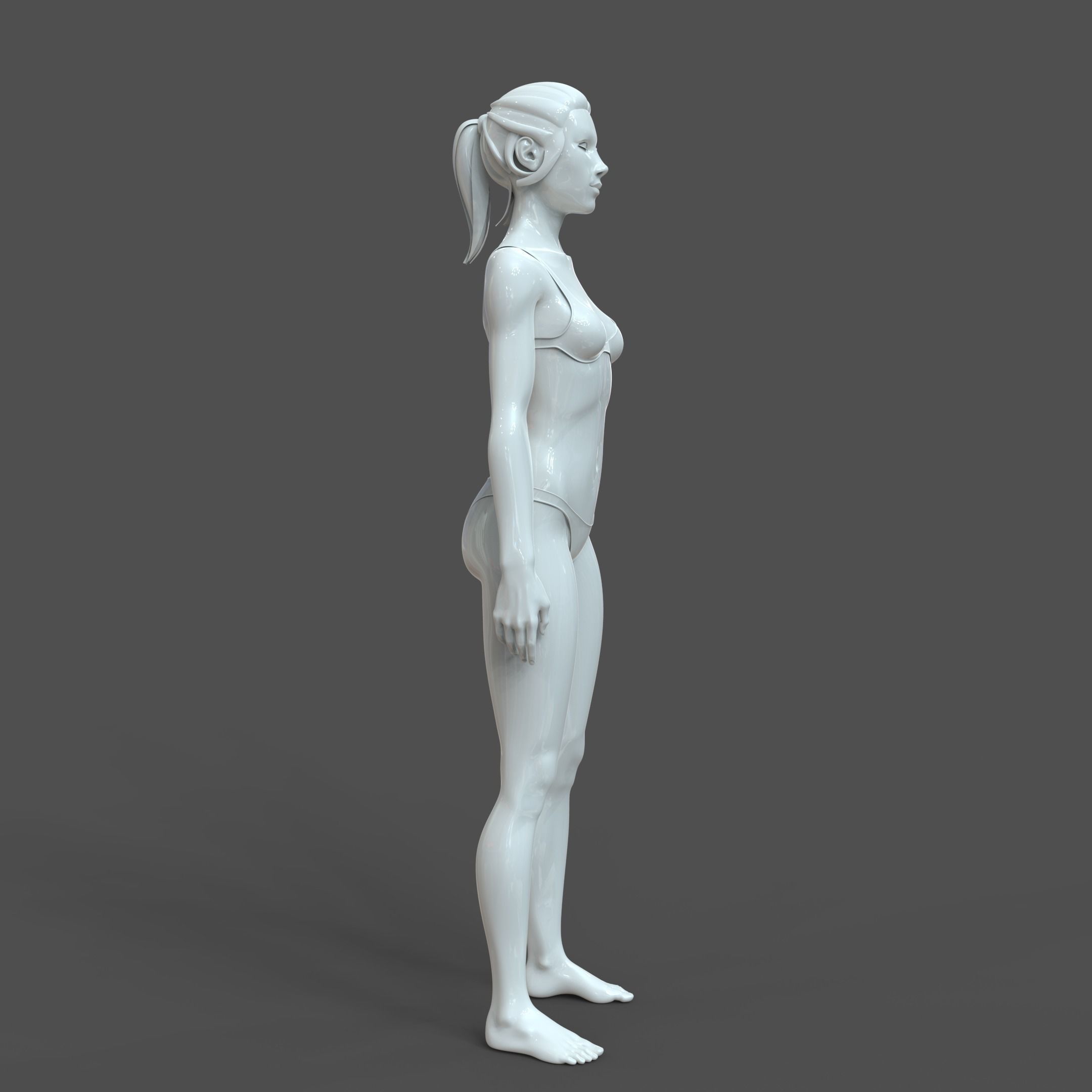 CAD-friendly Young Female Model F4P2D0V1 3D model_4