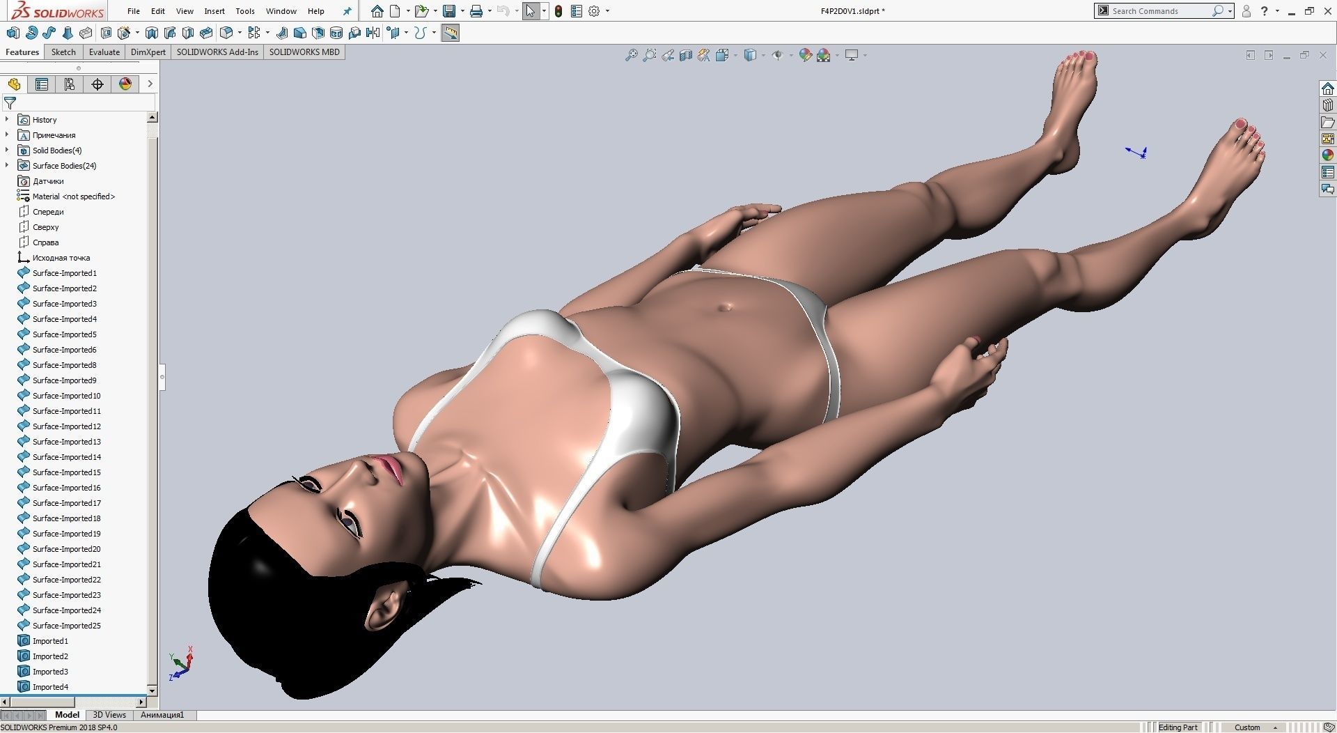 CAD-friendly Young Female Model F4P2D0V1 3D model_28