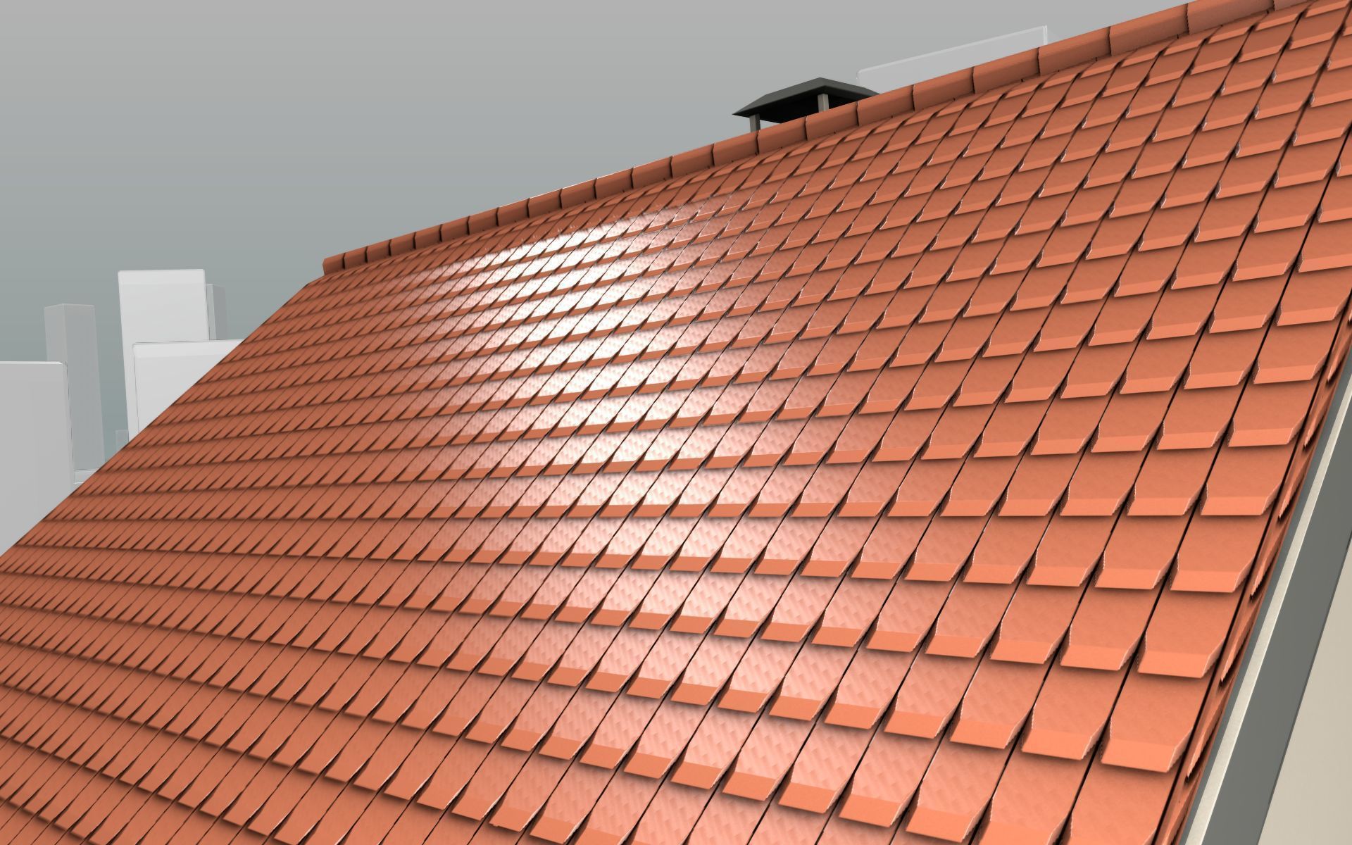 City House - 4 - Half-Double-House - Roof red - Wall skinyellow Low-poly 3D model_37