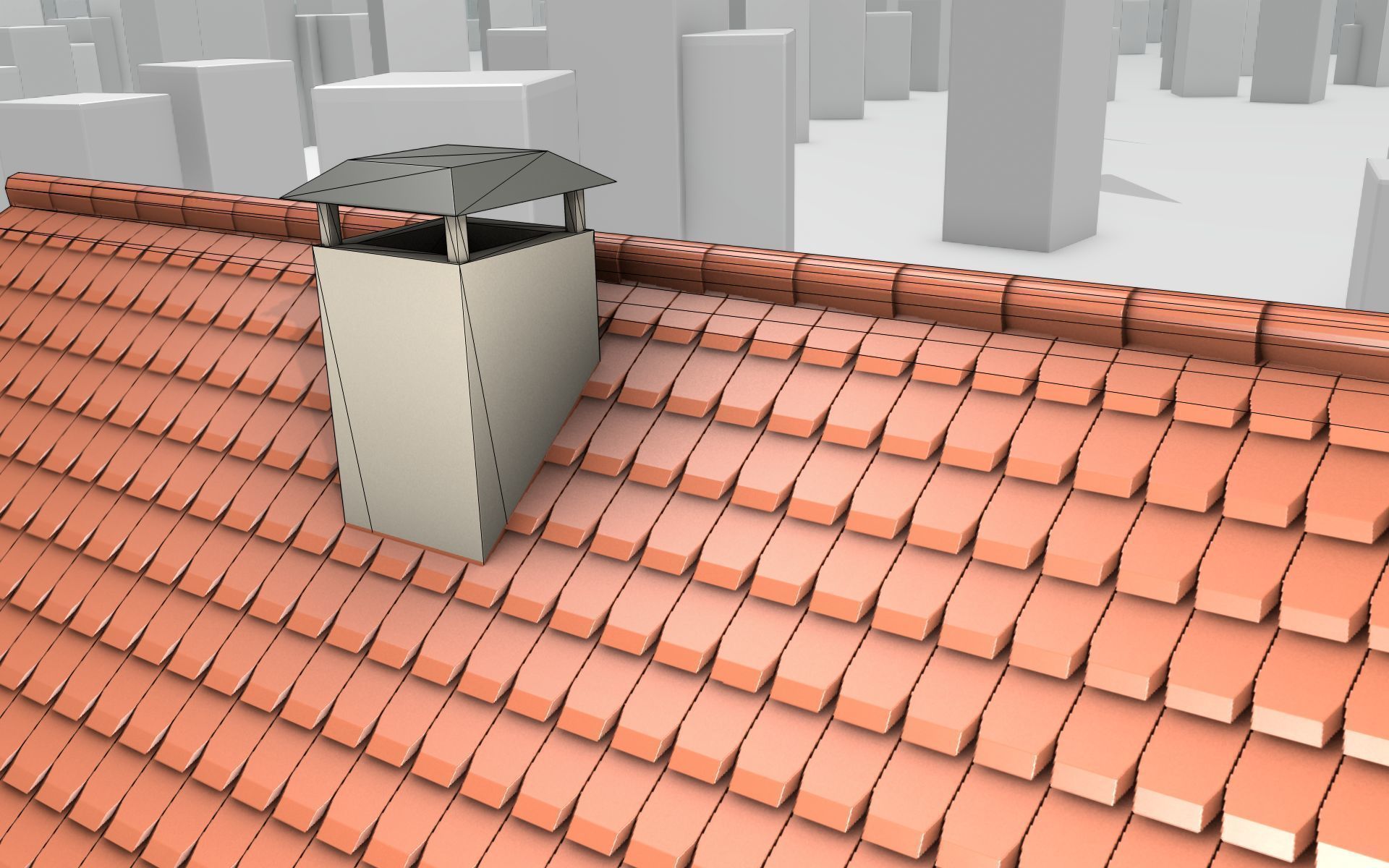 City House - 4 - Half-Double-House - Roof red - Wall skinyellow Low-poly 3D model_18