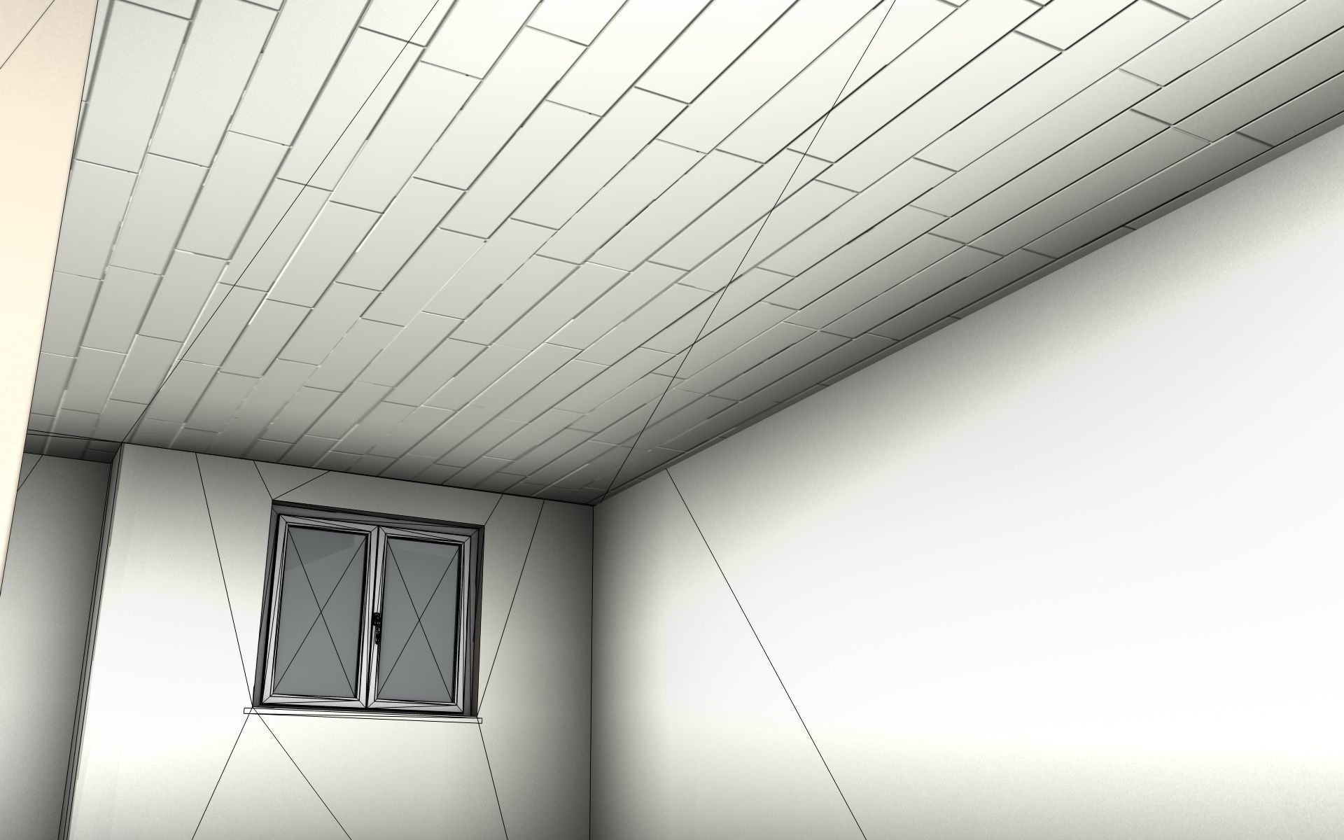 City House - 3 - Half-Double-House - Roof red - Wall black white Low-poly 3D model_24