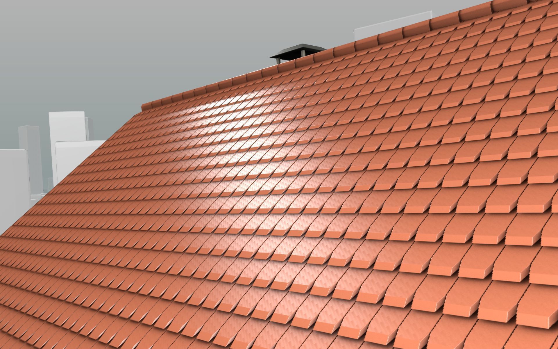 City House - 3 - Half-Double-House - Roof red - Wall black white Low-poly 3D model_35