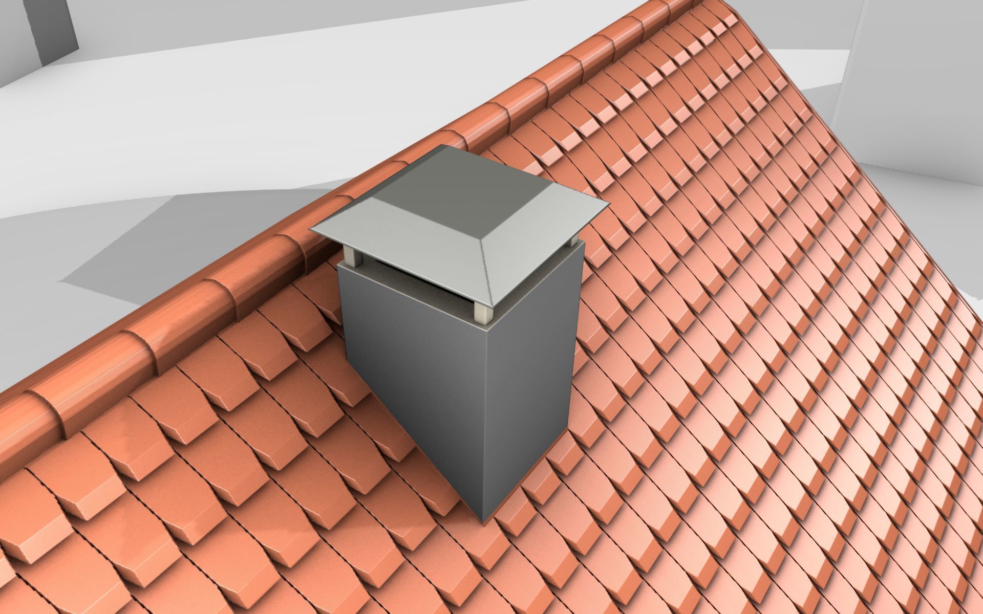 City House - 3 - Half-Double-House - Roof red - Wall black white Low-poly 3D model_6