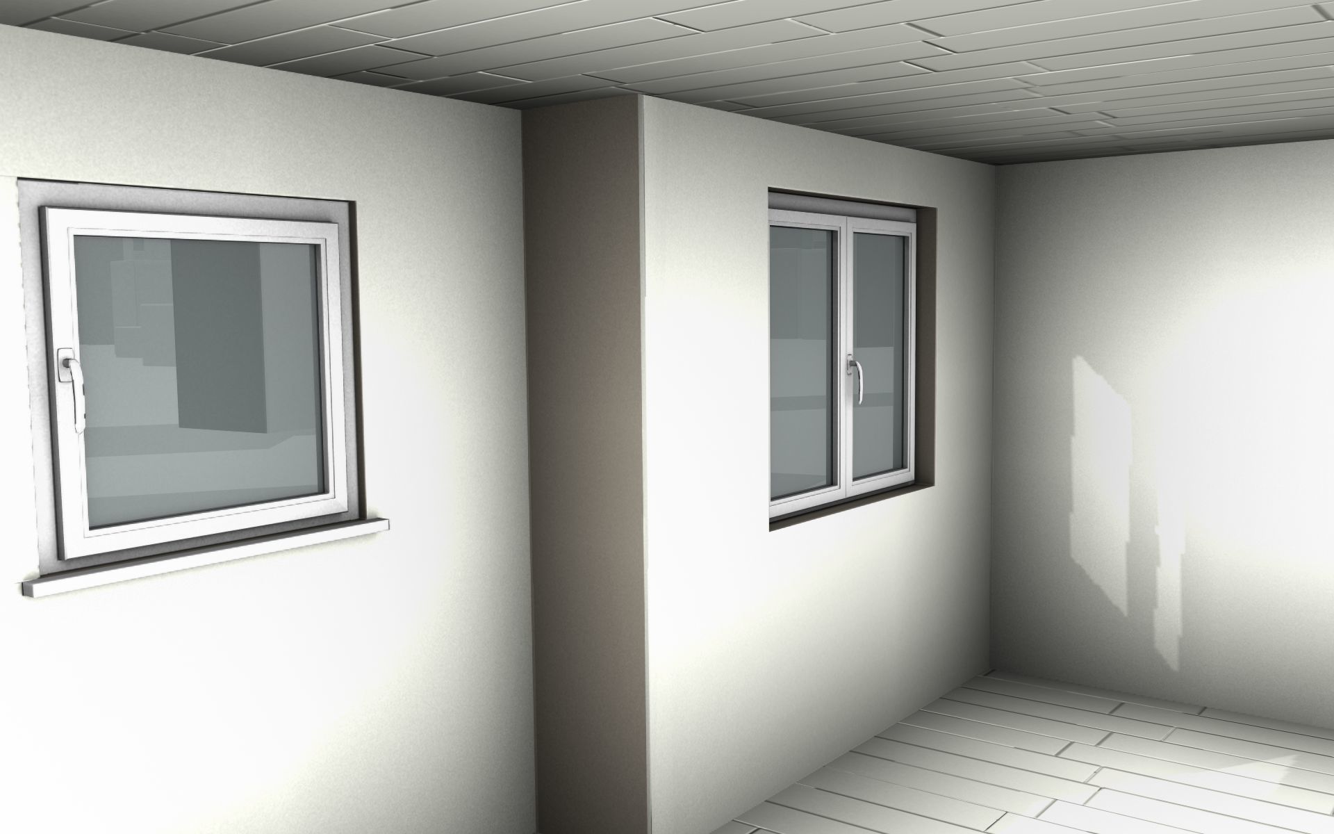 City House - 3 - Half-Double-House - Roof red - Wall black white Low-poly 3D model_27