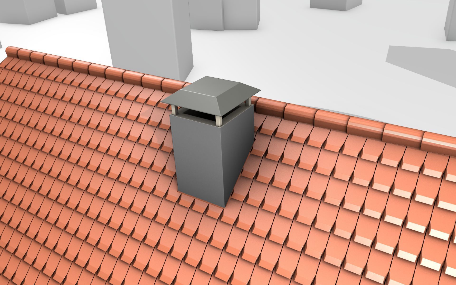 City House - 3 - Half-Double-House - Roof red - Wall black white Low-poly 3D model_40