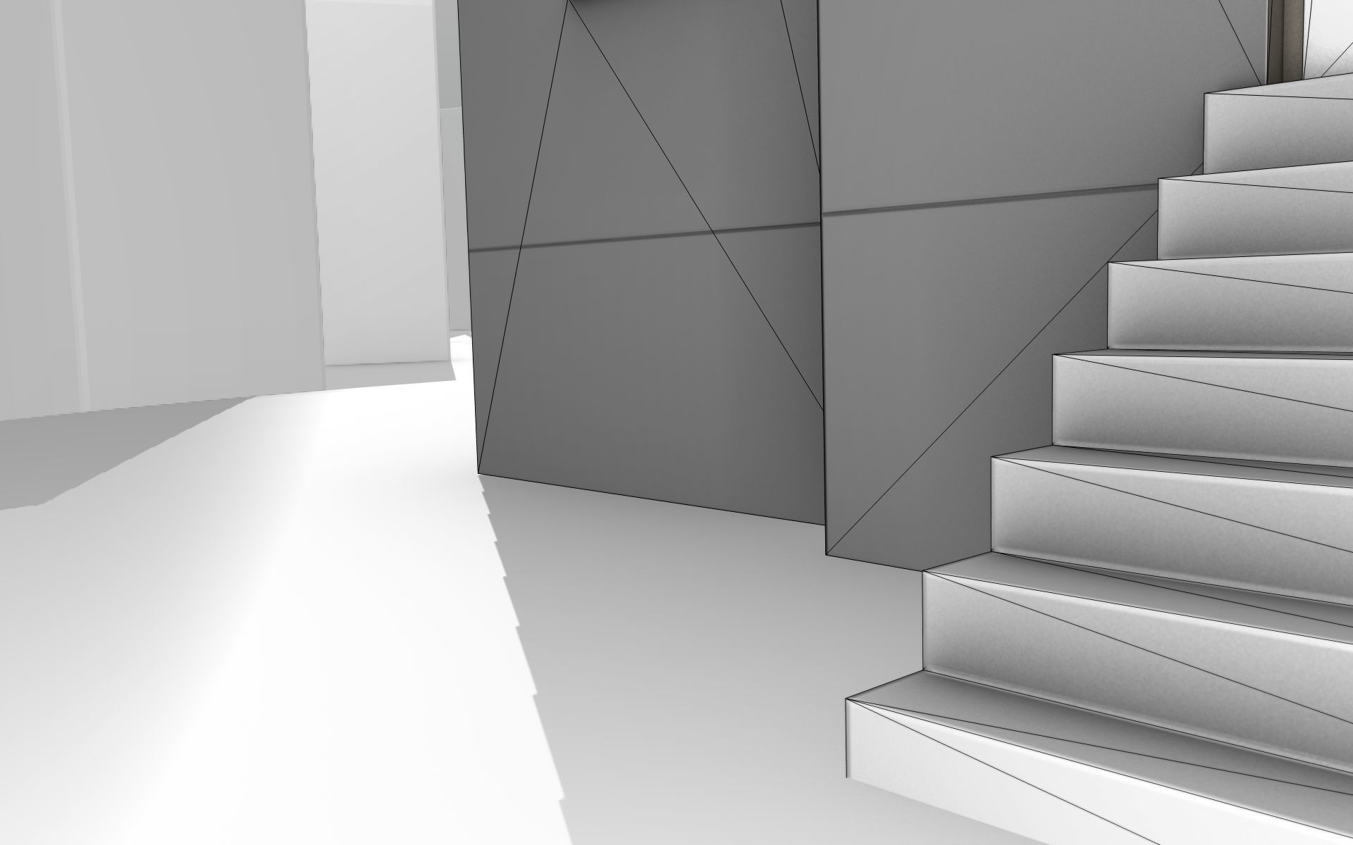 City House - 3 - Half-Double-House - Roof red - Wall black white Low-poly 3D model_20