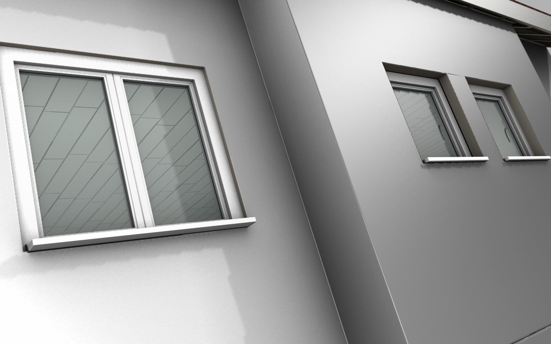 City House - 3 - Half-Double-House - Roof red - Wall black white Low-poly 3D model_36