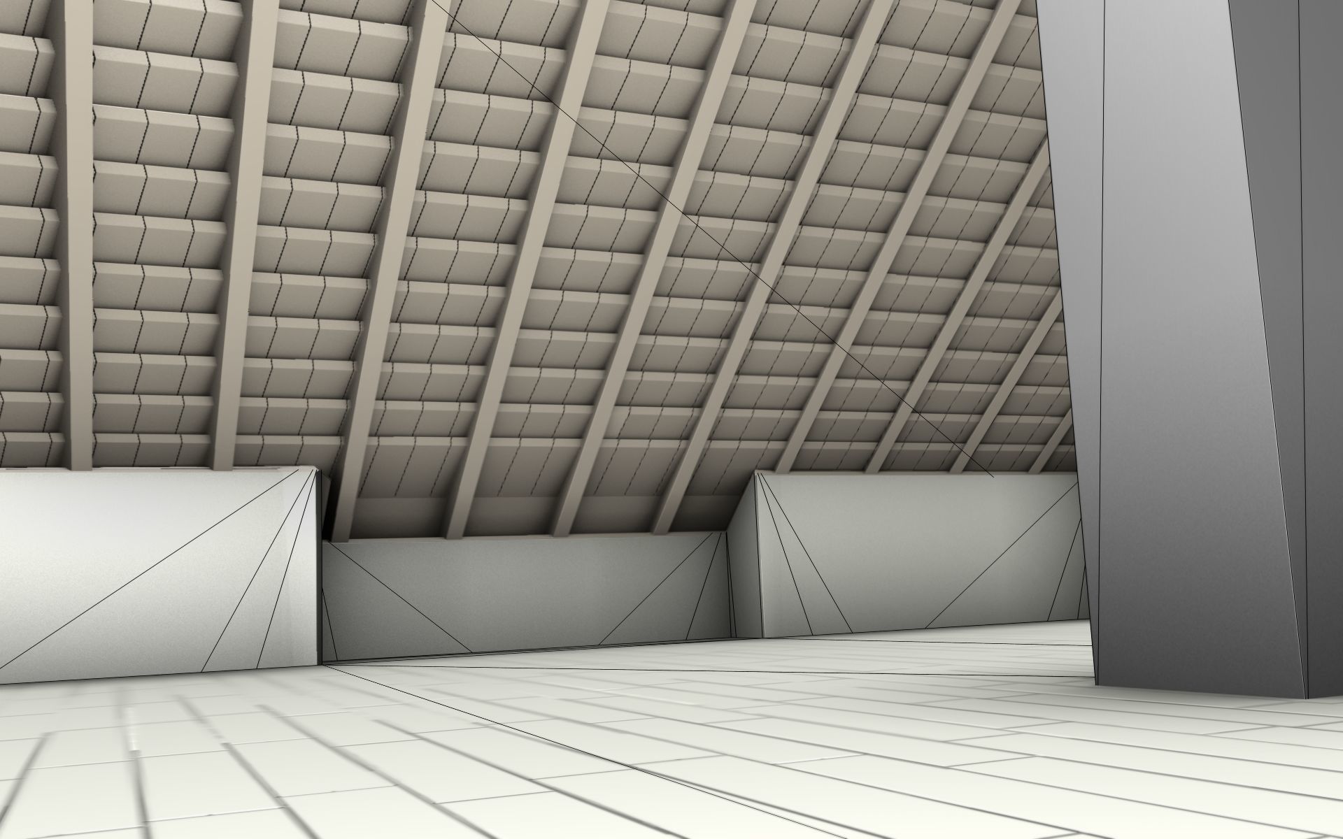 City House - 3 - Half-Double-House - Roof red - Wall black white Low-poly 3D model_22