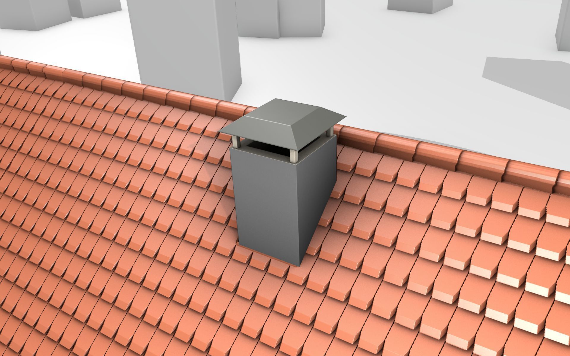 City House -2- Double-House - Roof red - Wall gray black Low-poly 3D model_43