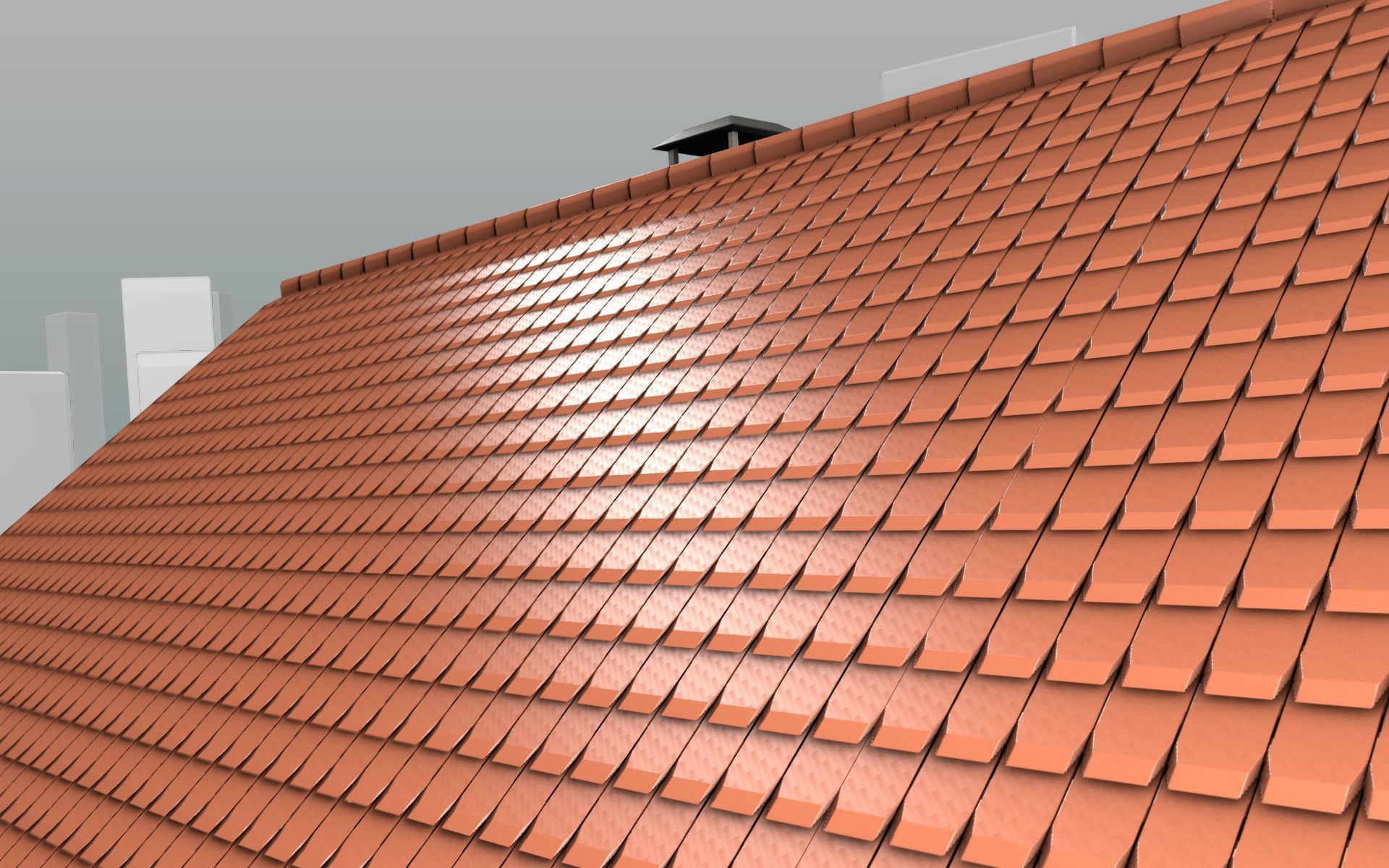 City House -2- Double-House - Roof red - Wall gray black Low-poly 3D model_38