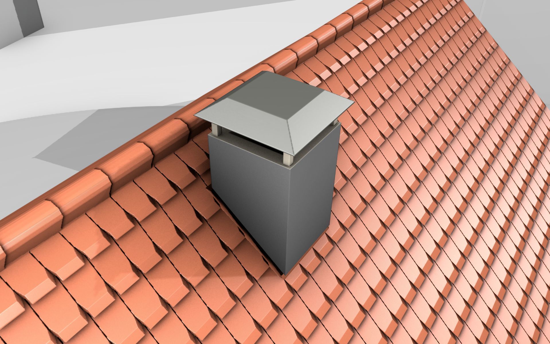 City House -2- Double-House - Roof red - Wall gray black Low-poly 3D model_7