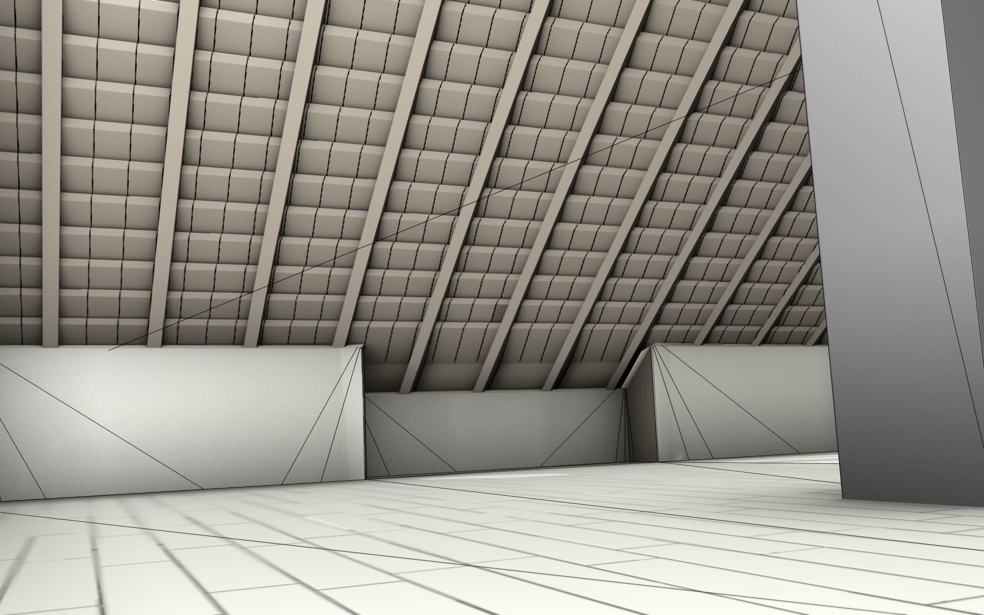 City House -2- Double-House - Roof red - Wall gray black Low-poly 3D model_24