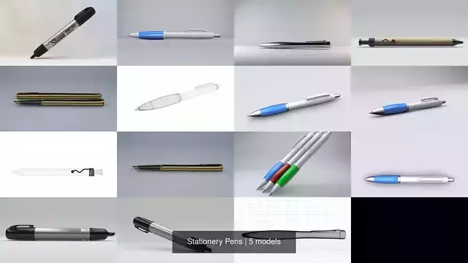 Stationery Pens 3D Model Collection