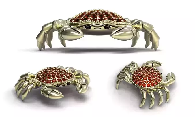 Crab necklace 3d print model Sterling silver sea claw pendant 3D print model