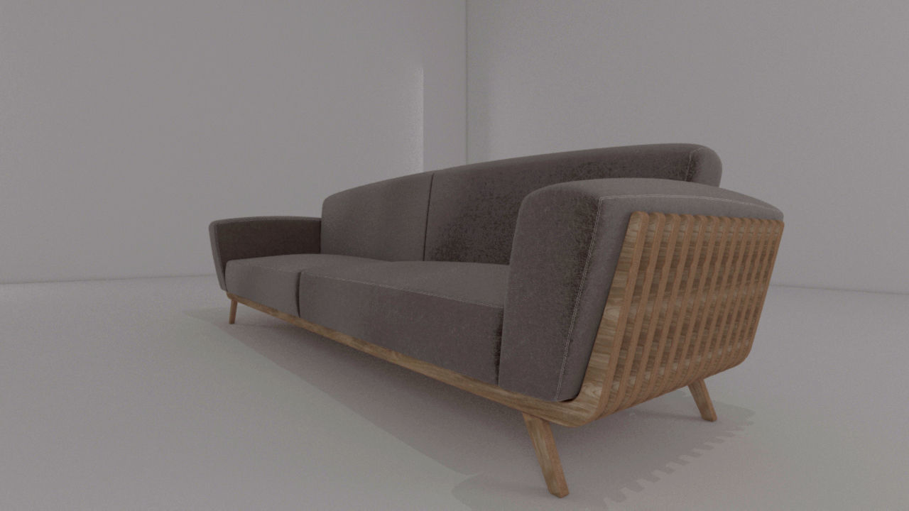 sofa doble 076 Low-poly 3D model_1