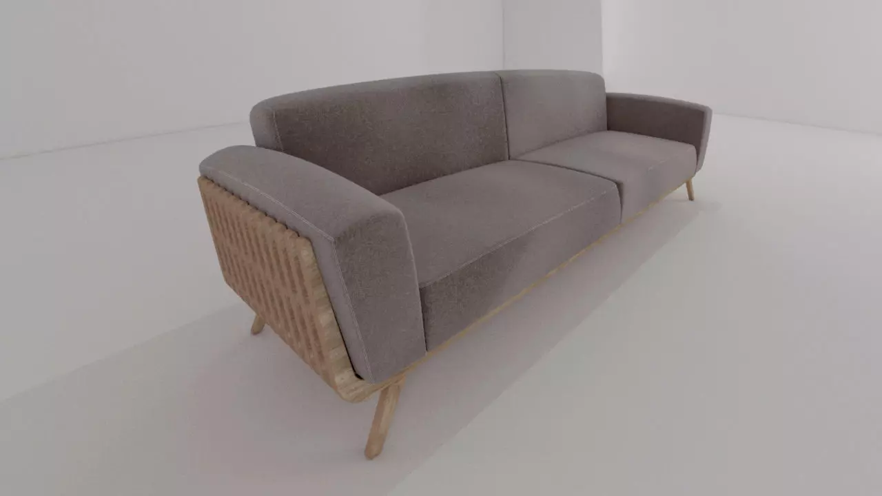sofa doble 076 Low-poly 3D model_0