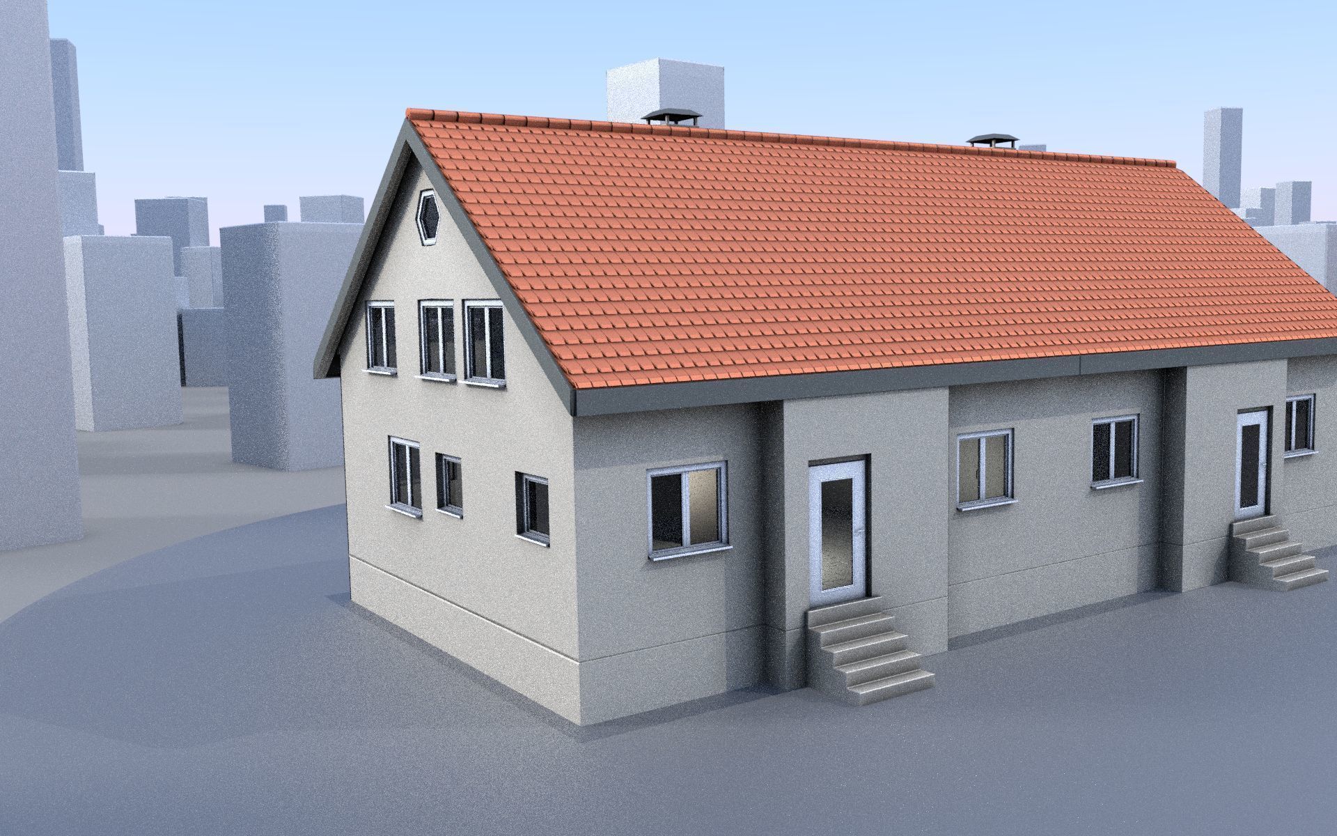 City Double Houses 3D Model Collection_257