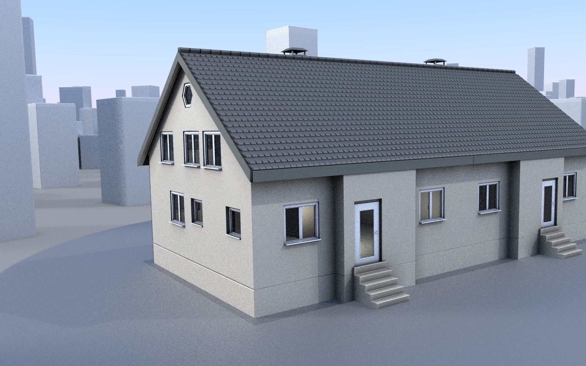 City Double Houses 3D Model Collection_442
