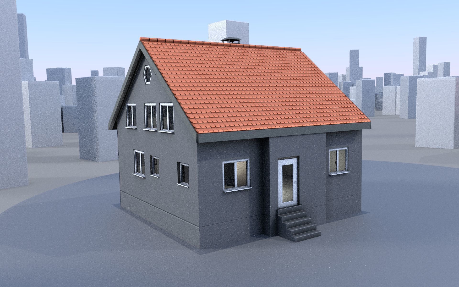 City Double Houses 3D Model Collection_9