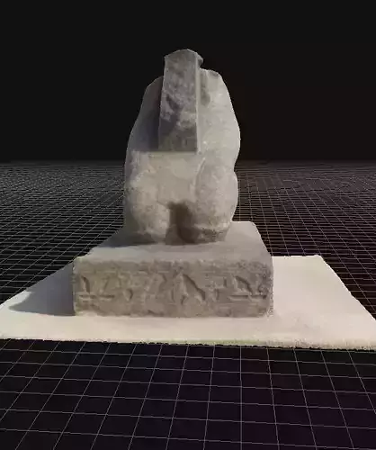 Real Scan Lower part of broken kneeling Egyptian statue