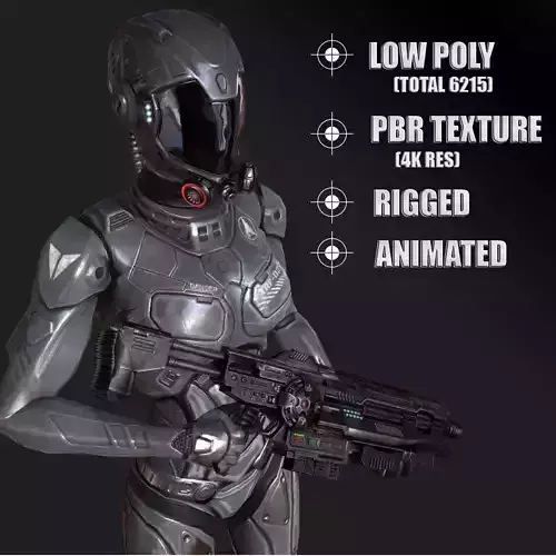 Sci-fi female armor Low-poly 3D model