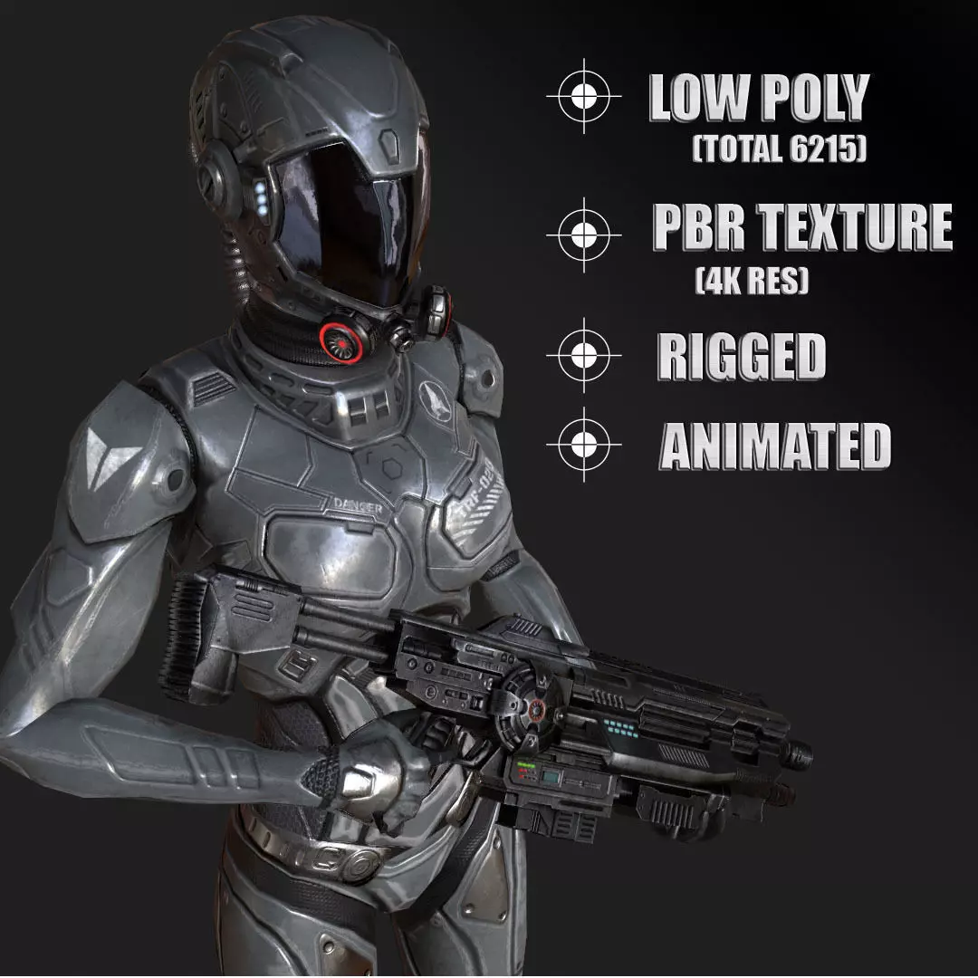 Sci-fi female armor Low-poly 3D model_0