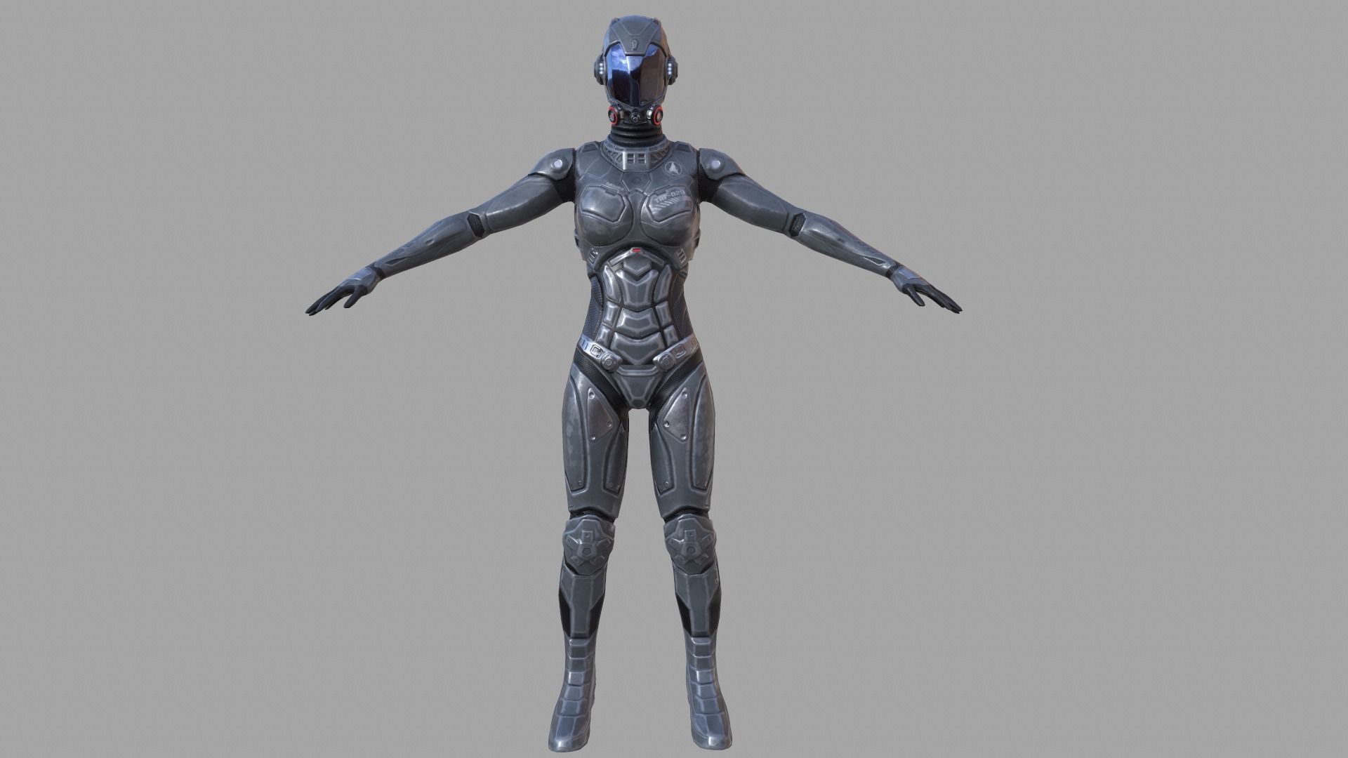 Sci-fi female armor Low-poly 3D model_6