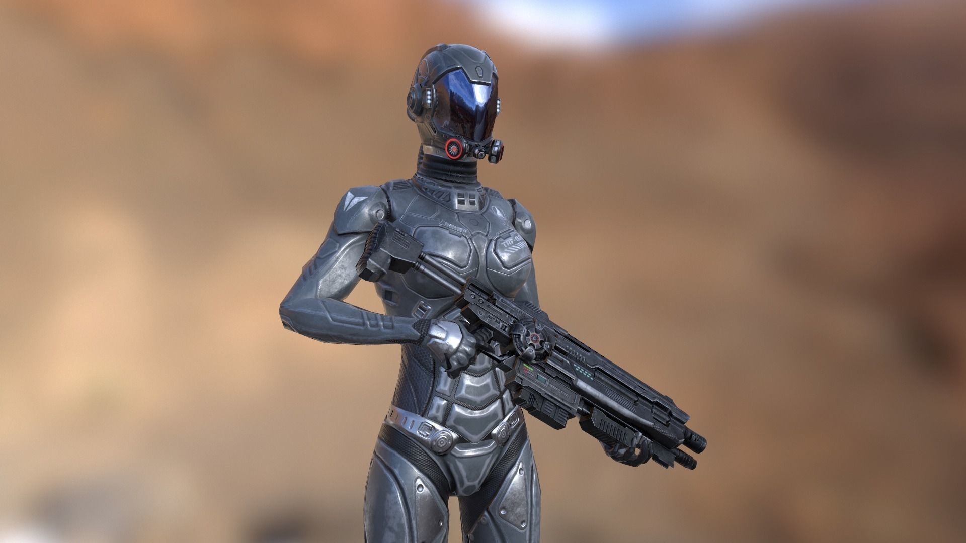 Sci-fi female armor Low-poly 3D model_2