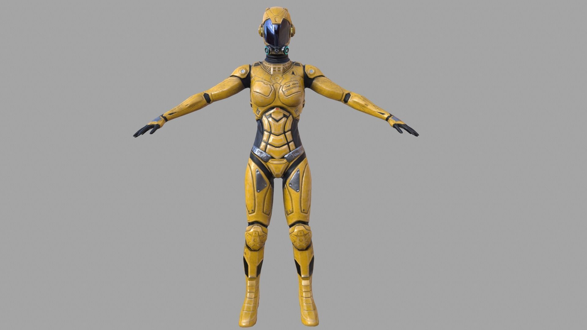 Sci-fi female armor Low-poly 3D model_14