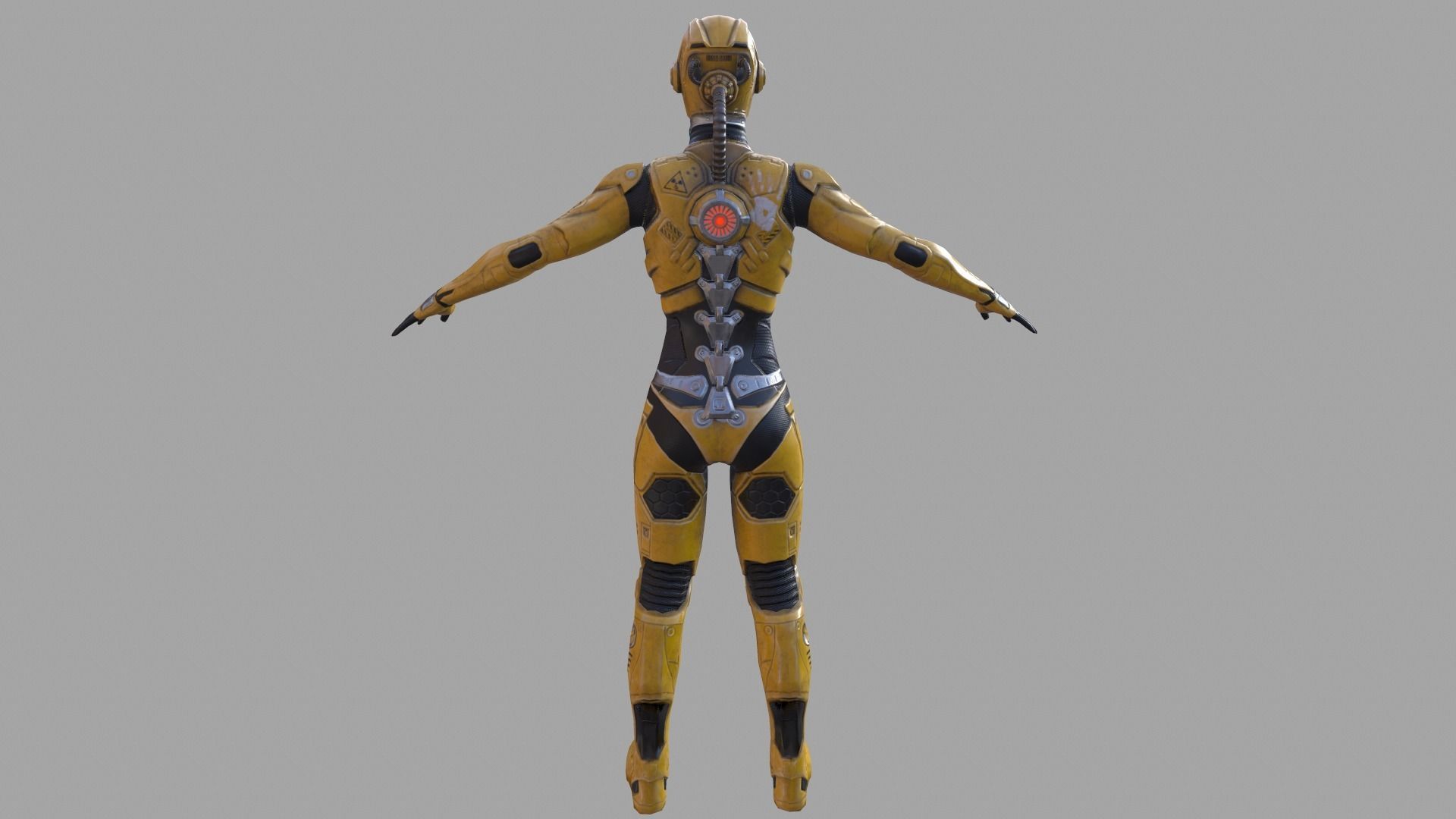 Sci-fi female armor Low-poly 3D model_16