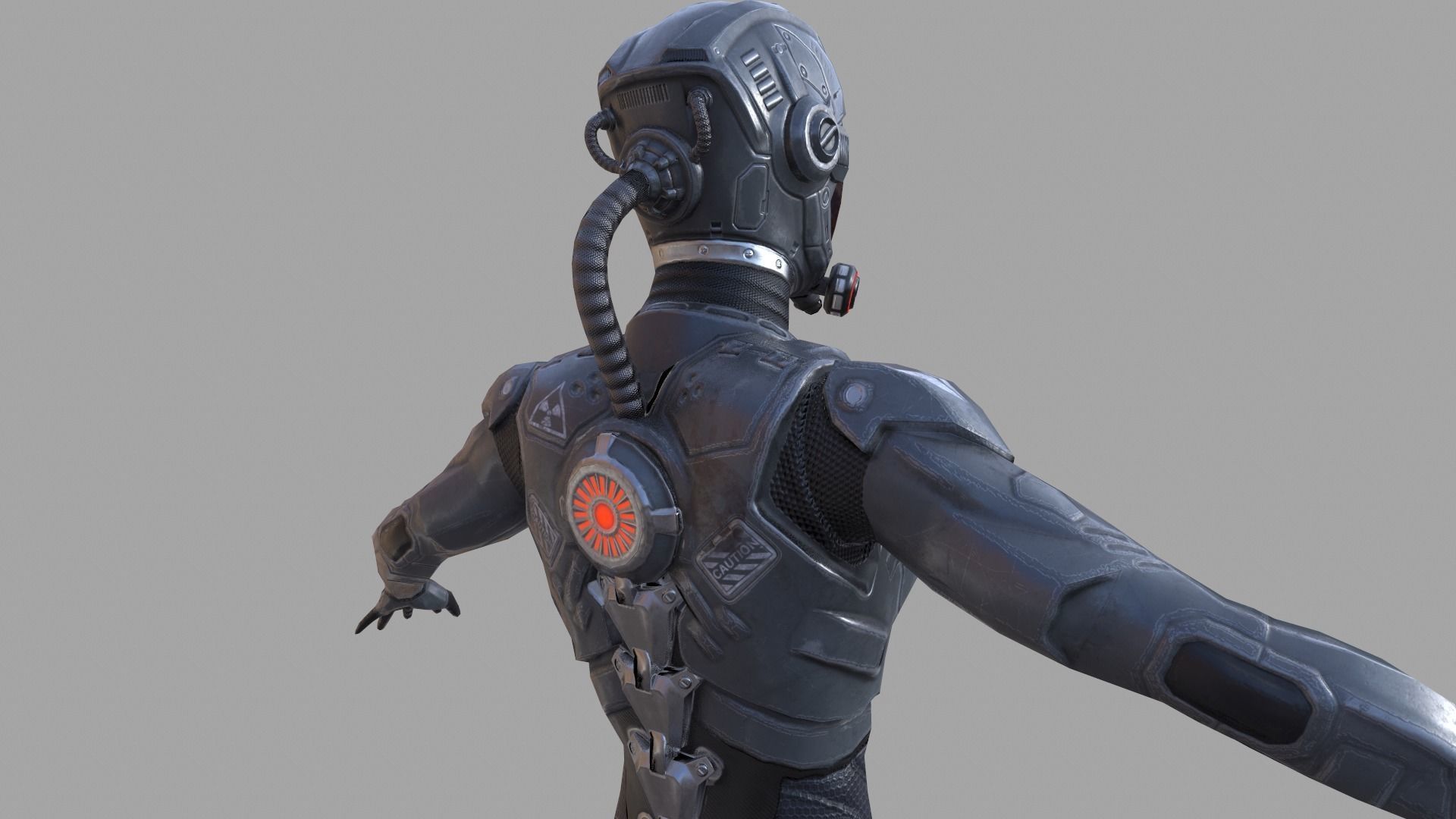 Sci-fi female armor Low-poly 3D model_11