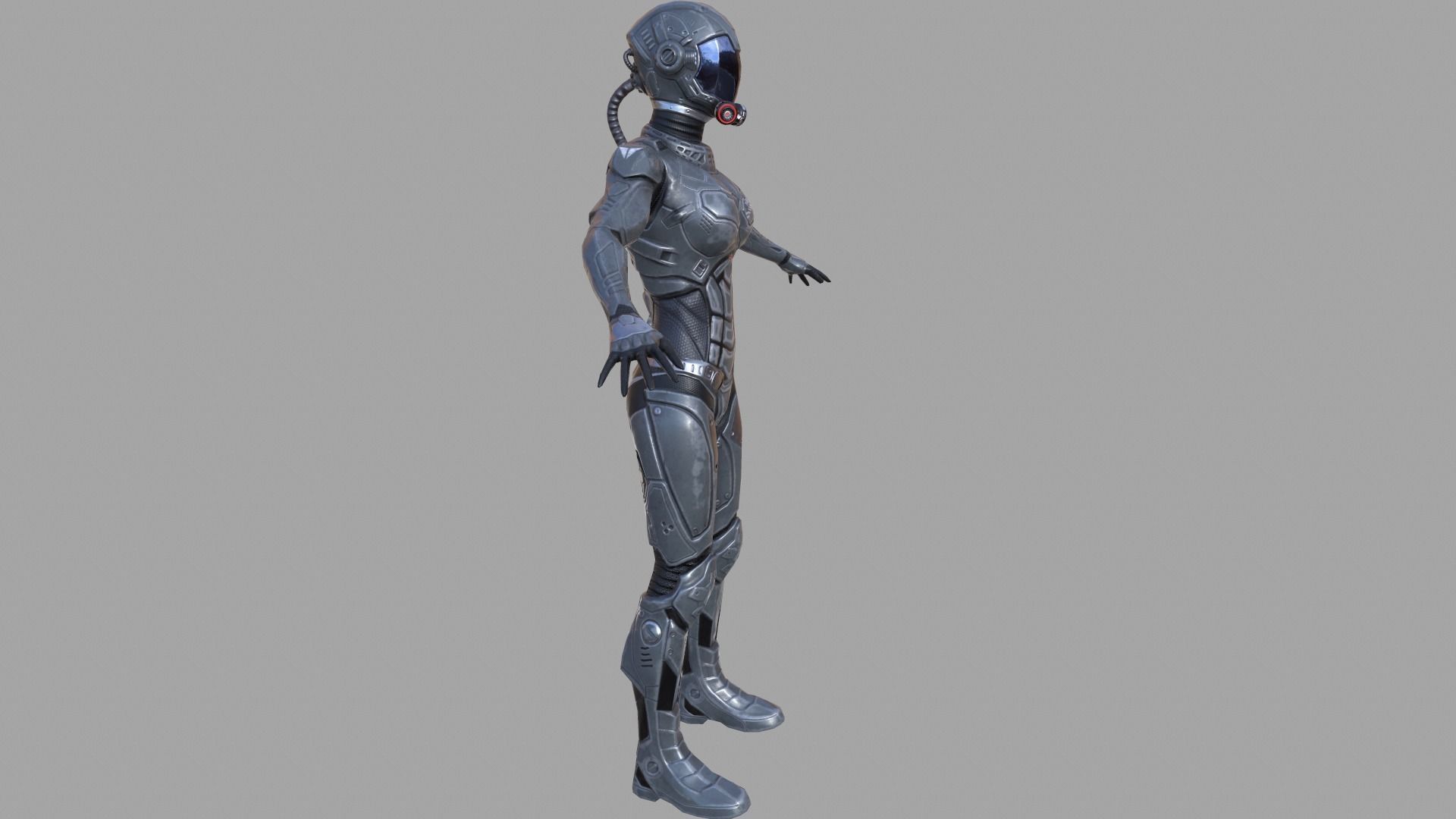 Sci-fi female armor Low-poly 3D model_7