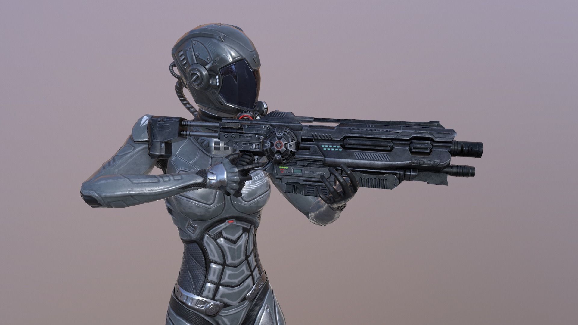 Sci-fi female armor Low-poly 3D model_4
