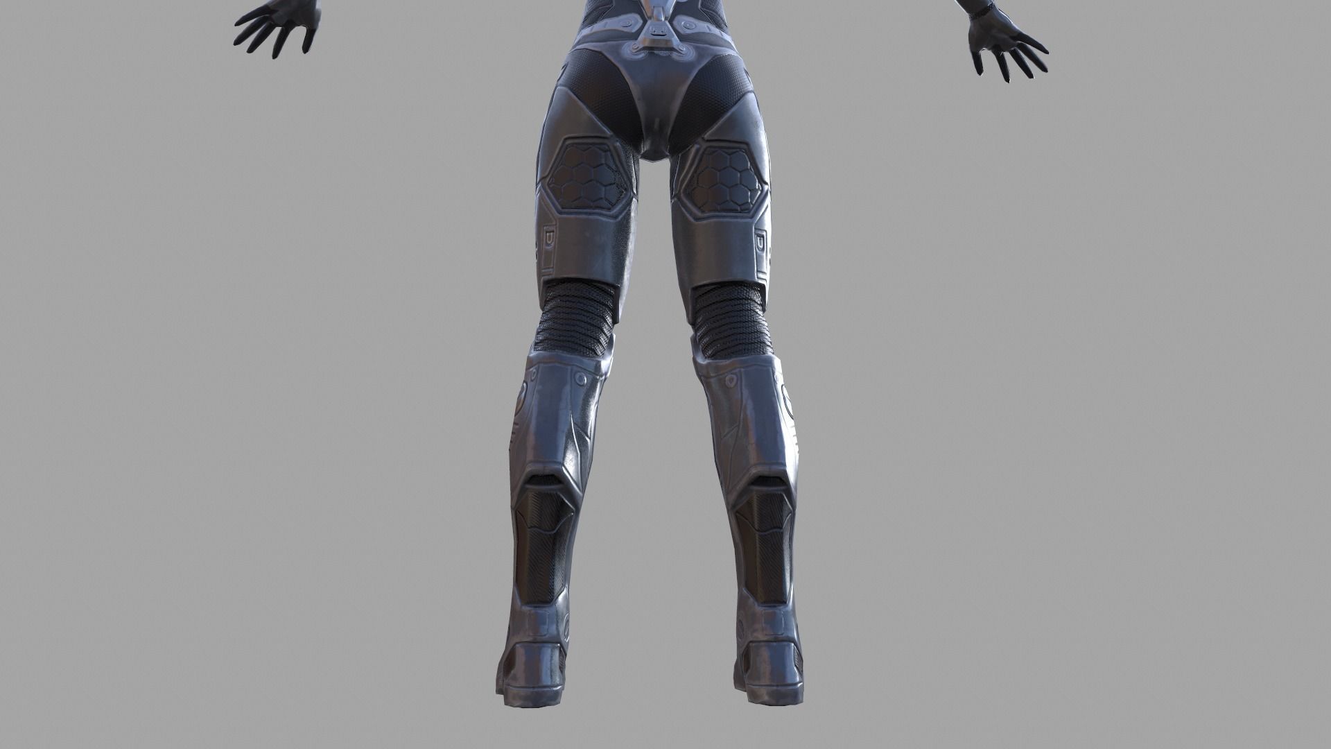 Sci-fi female armor Low-poly 3D model_13
