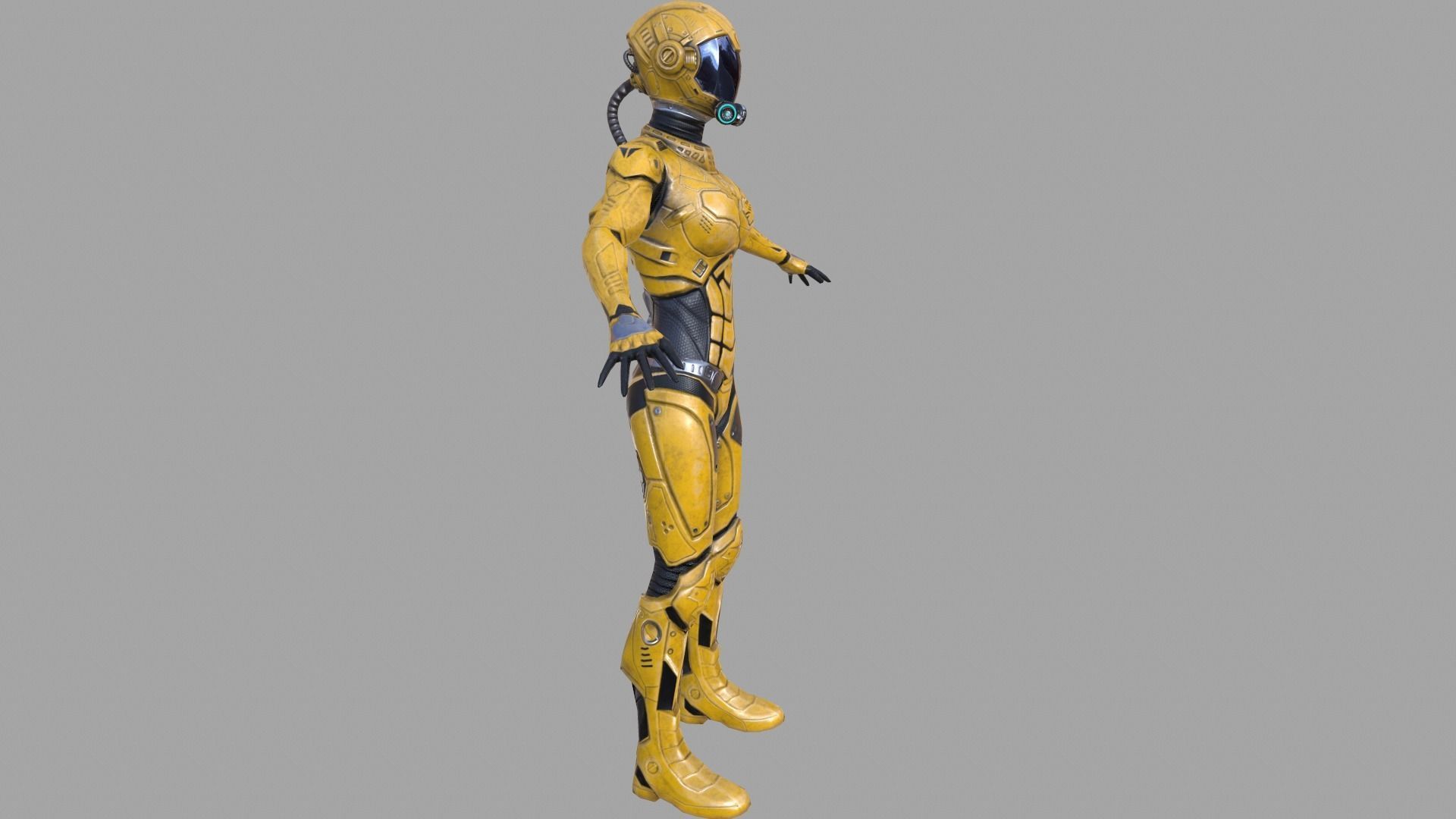 Sci-fi female armor Low-poly 3D model_15