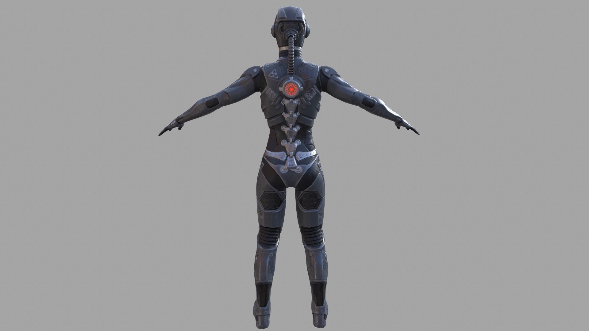 Sci-fi female armor Low-poly 3D model_8