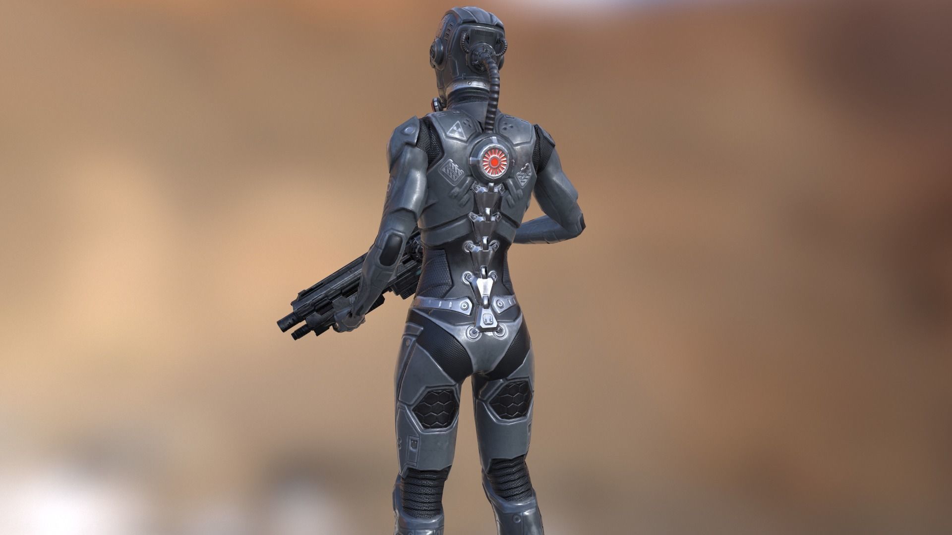 Sci-fi female armor Low-poly 3D model_3